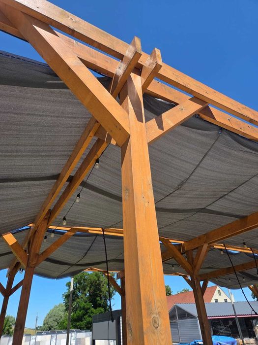 OKAZJA! PERGOLA DREWNIANA 14,1 x 7,2 m (102 m²) z systemem zraszania - 8 pól