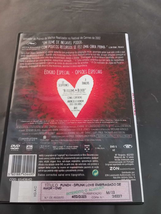 2 DVDs  Embriagado de Amor Ed. Esp. 2 DISCOS Filme Adam Sandler LEG.PT