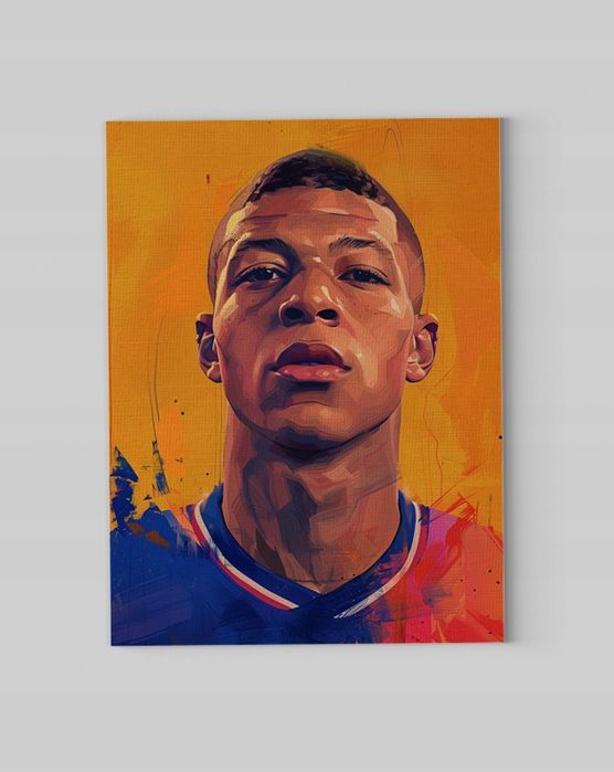 Nowoczesny Portret Kylian Mbappé na płótnie 75x100 cm