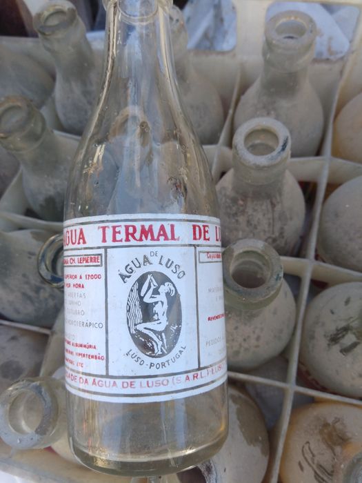 Garrafas antigas pirogravadas Água Termal de Luso