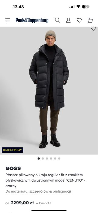 Płaszcz męski pikowany BOSS