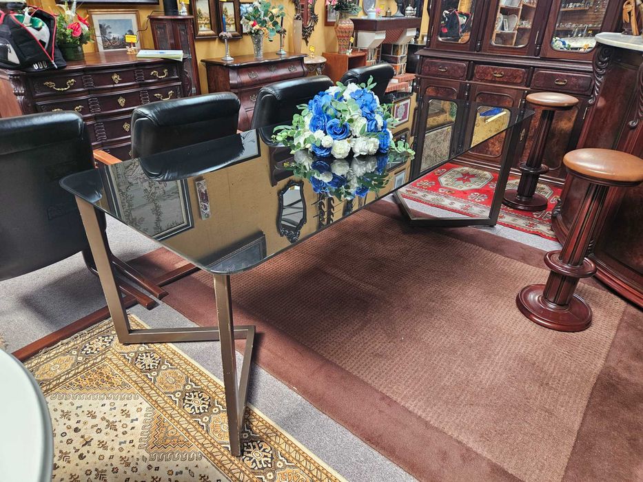 Large table for living room or office with iron frame and top in