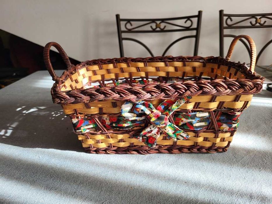 Wicker and Fabric Basket