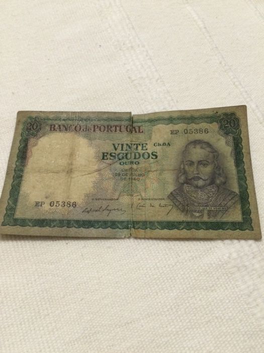 20 Escudos Banknote, 1960, Dom António Luiz de Menezes