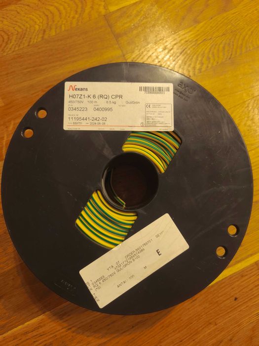 Przewód kabel uziemiający, bezhalogenowy 6mm2 linka HO7Z1-K 6 (RQ) CPR