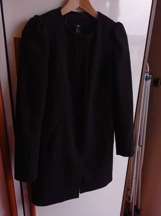 płaszczyk H&M długa marynarka żakiet czarny 36