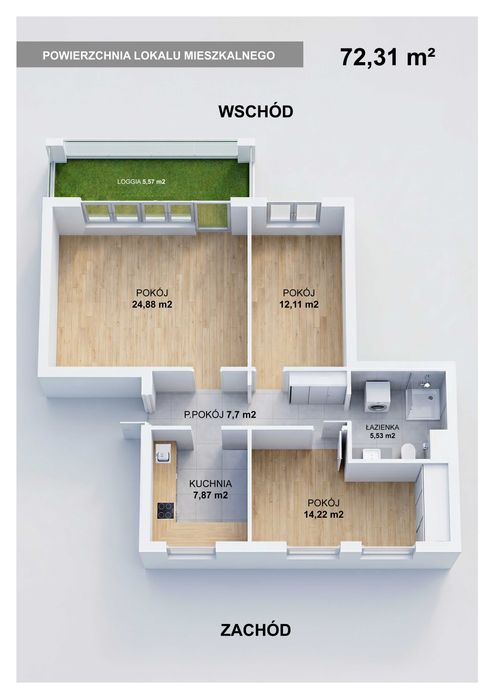 DUŻE MIESZANIE na osiedlu WIDOK – 72m2, Księga Wieczysta