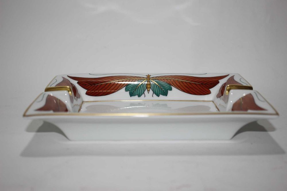 Cinzeiro Porcelana-Vista Alegre-Manufactura-Mariposa-Vermelho Dourado