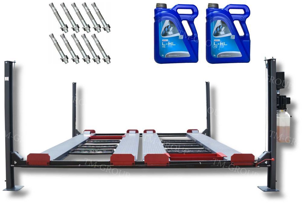 Podnośnik czterokolumnowy, garaż dwustanowiskowy samochodowy, warsztat