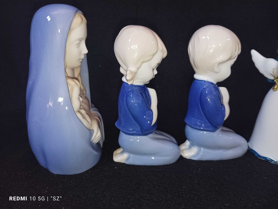 Anioły - Maryja - dzieci - piękne figurki porcelanowe - 5 sztuk - (0,62 kg)