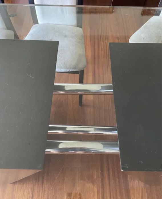 Mesa jantar vidro e inox