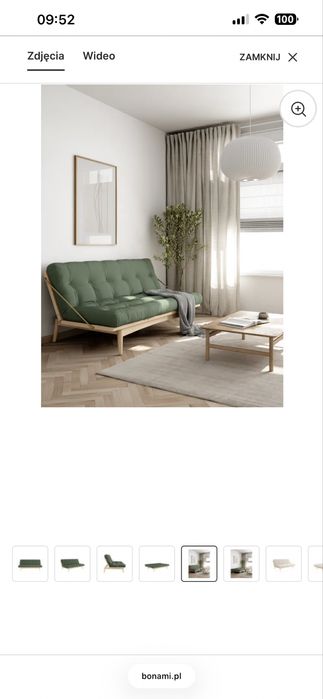 Zielony futon/rozkładana kanapa Karup Folk