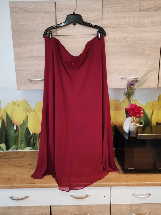 Buraczkowa elegancka maxi spódnica rozmiar ok 48/50 poliester