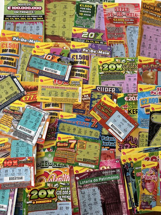 Várias lotarias raspadinhas grandes e pequenas para coleção cada 0,20€
