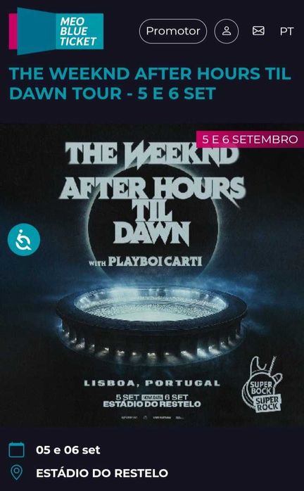 Bilhete para o Concerto to the Weekend