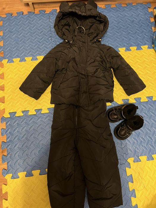 Курточка зимова для хлопчика з комбінезоном на ріст 74-86