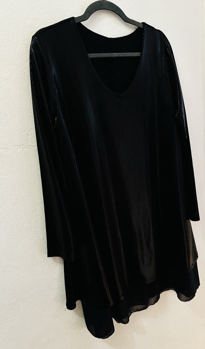 Vestido solto, preto manga comprida XL
