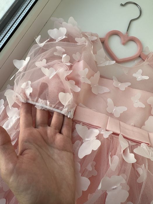 Сукня на 1 рік 1,5-2 роки плаття дитяче пишне з бантом рожеве 74 80 86