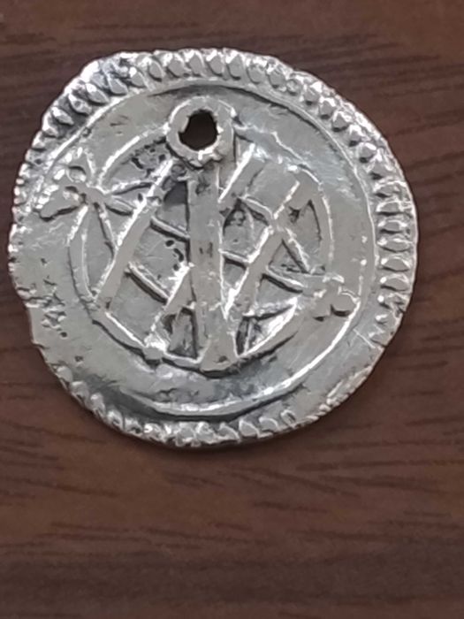 Moeda de Vintém de 1706 de D. João V, em prata, com furo