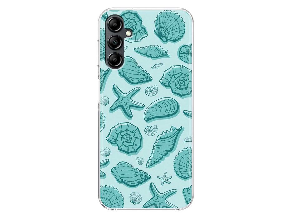 Capas silicone para telemóveis Samsung azul conchas e estrelas do mar