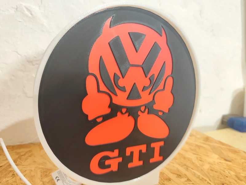 Lightbox luminaria decorativa VW Volkswagen GTI cx branca