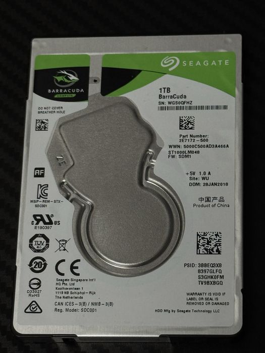 Dysk HDD 2.5" Seagate BarraCuda 1TB ST1000LM048 – Stan BDB / W pełni sprawny