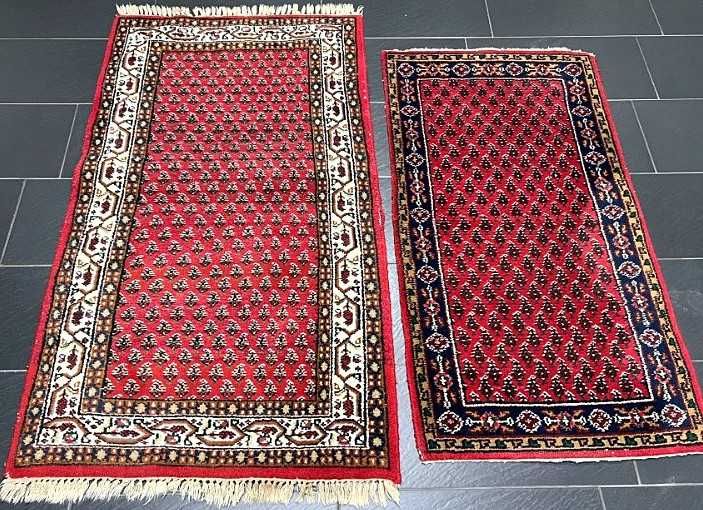 Dois Tapetes Persas SAROUGH MIR originais, com 160cm x 90cm, feitos manualmente em lã sobre algodão