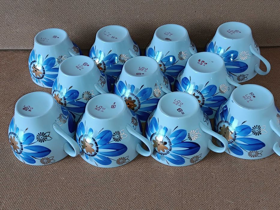 Чашка кераміка позолота синя квітка Баранівка порцеляна вінтаж ретро