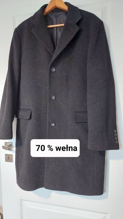 Płaszcz wełniany Biaggini r.48, XL  ciemny grafit