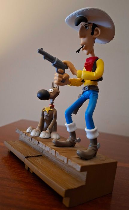 Figuras de Lucky Luke e Rantanplan. Plastoy
