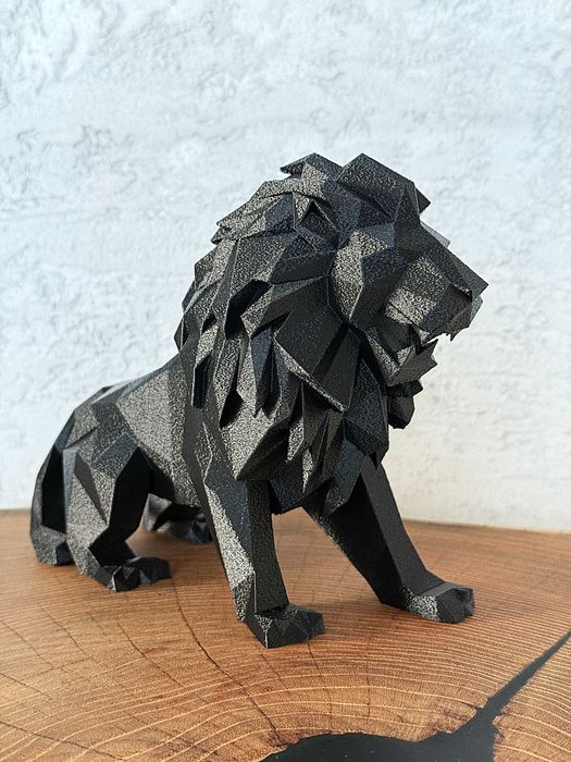 Lew Low Poly-Druk 3D, figurka, dekoracja, ozdoba w nowoczesnym stylu