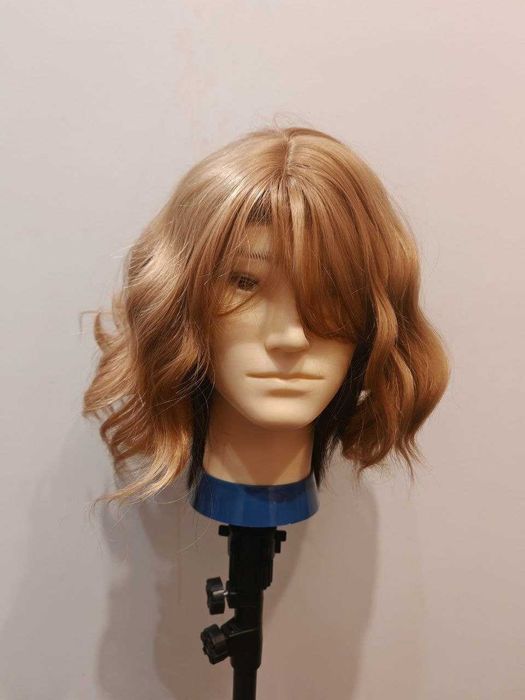 Nowa peruka fale miedziany rudy blond z grzywką ok 30 cm syntetyczna