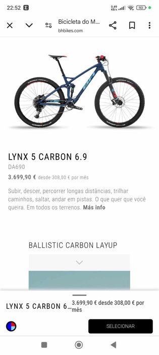 Bicicleta Carbono BH LYNX 5 Carbon