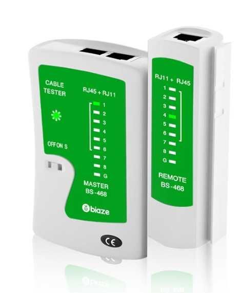 Tester kabli sieciowych LED RJ45, RJ11 Biaze