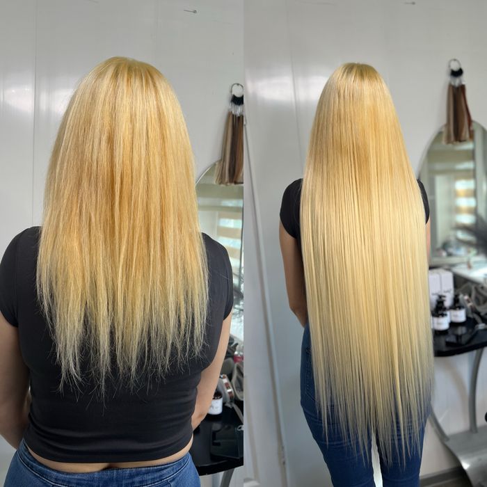 Наращивание биопротеиновых волос на капсулы