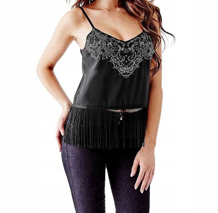 Haftowany TOP Z FRĘDZLAMI Guess S