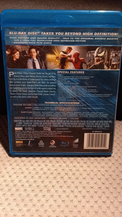Spider -man 3  blu-ray.