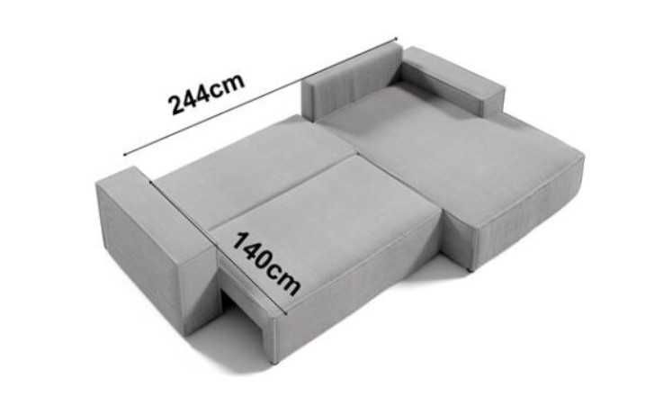 Narożnik rozkładany COBO 294cm sztruks sprężyna falista funkcja spania