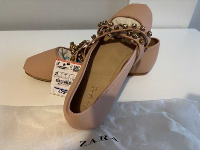 Nowe buty z metką pudrowy róż baleriny rozmiar 37 marki Zara