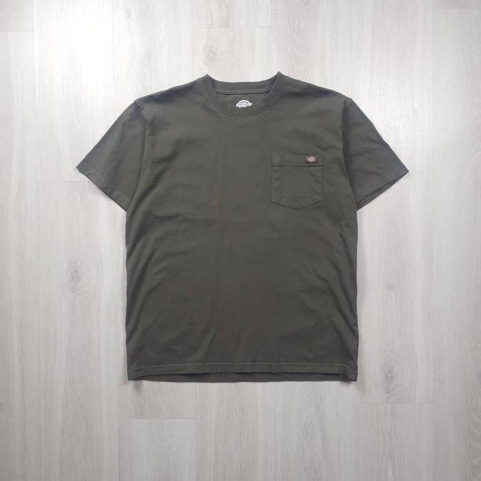 T-shirt Dickies lisa verde-oliva de algodão com bolso no peito