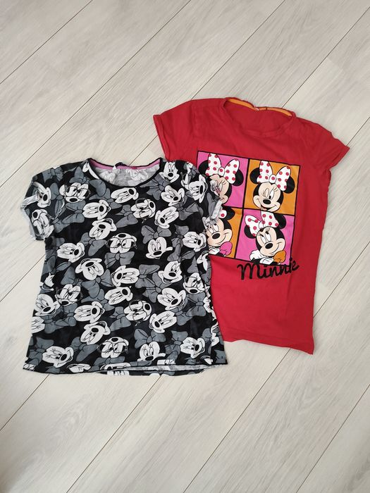dwie bluzki na krótki rękaw wzór myszka minnie rozm 164