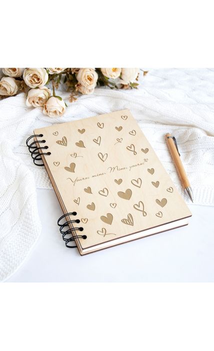 Дерев'яний блокнот на пружині з гравіюванням, А5