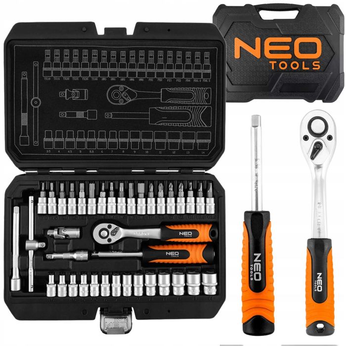 NEO Zestaw Kluczy Nasadowych 38 el. Grzechotka 1/4" Nasadki Bity Torx