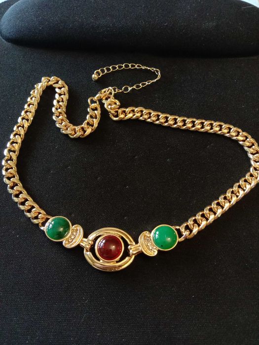 Колье винтажное Pierre Cardin нефрит жемчуг перламутр аврора бореалис