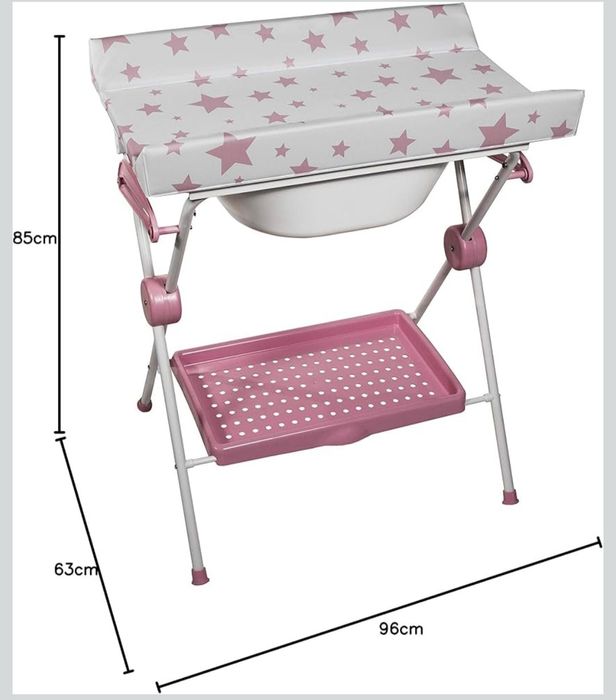 Trocador e banheira rosa