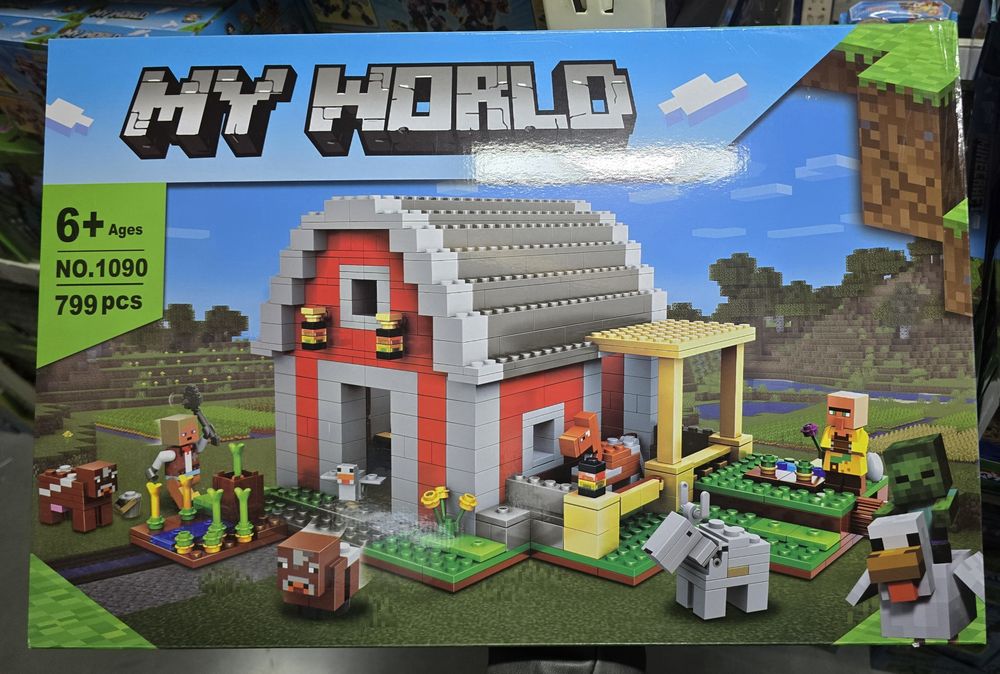 Nowe klocki Minecraft Czerwona Stodoła kompatybilne z Lego duży zestaw 799 elementów klocki na dzień dziecka klocki Minecraft gospodarstwo