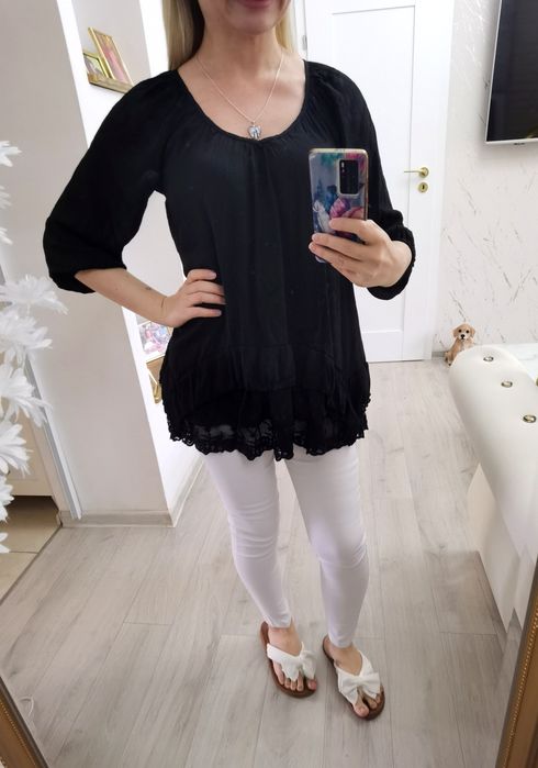 Bluzka Kappahl czarna z koronką uniwersalna Oversize Ciążowa  za darmo