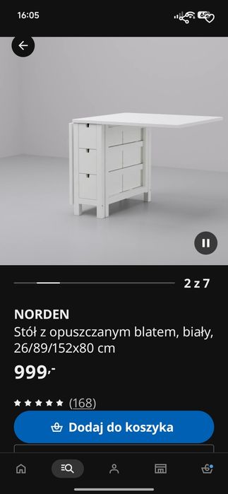 Sprzedam Stół Ikea Norden biały składany