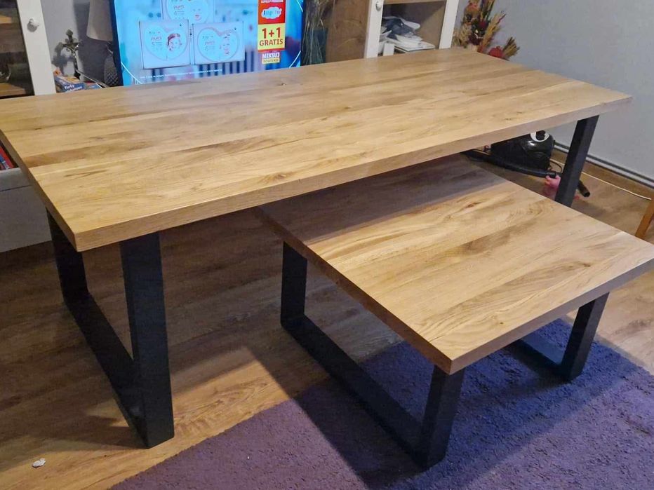 Stół dębowy 110x240 podstawa okrągła tuba, nogi loft meble
