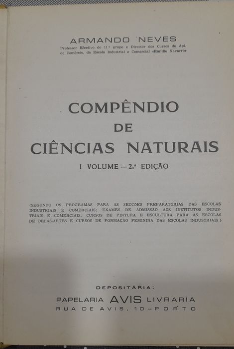 Compêndio de Ciências Naturais de Armando Neves - Bom estado